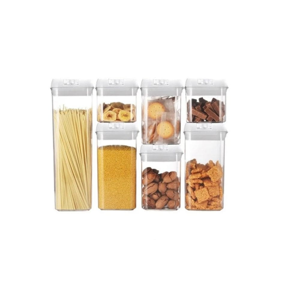 Conjunto de 7 recipientes herméticos de armazenamento de plástico