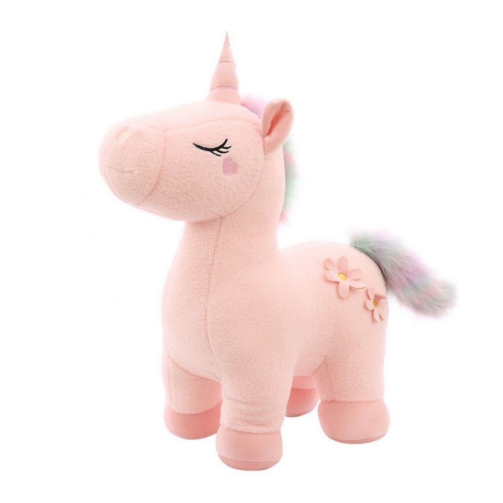 Brinquedo de pelúcia Unicórnio branco e arco-íris 50cm