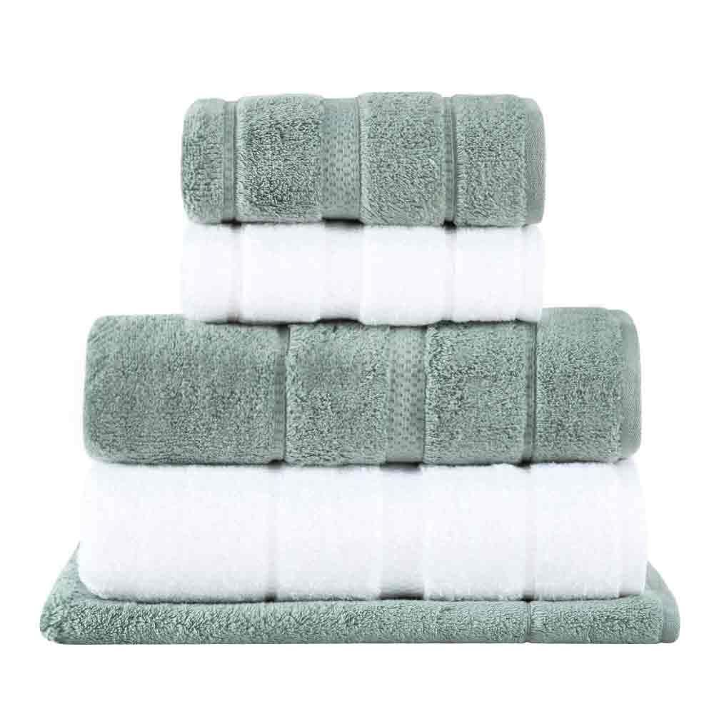 Jogo de Toalhas de Banho com 05 Peças Vision Dual Air Branca e Verde - Buddemeyer