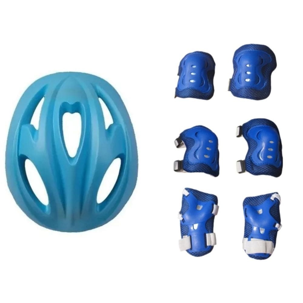 Conjunto de proteção para crianças: capacete, joelheiras e cotoveleiras