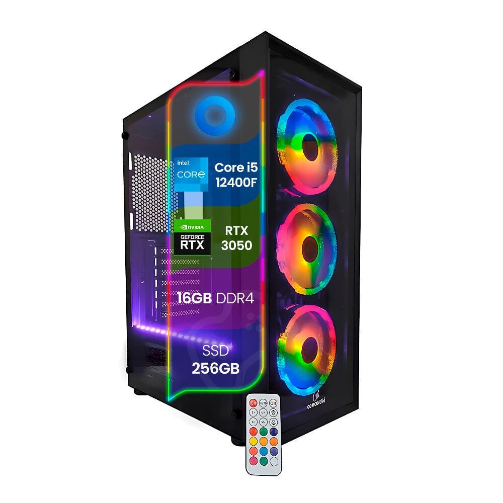 PC Gamer Concórdia Processador i5 12400F Memória 16GB SSD 256GB Fonte 500w RTX 3050 Windows 11 Pro