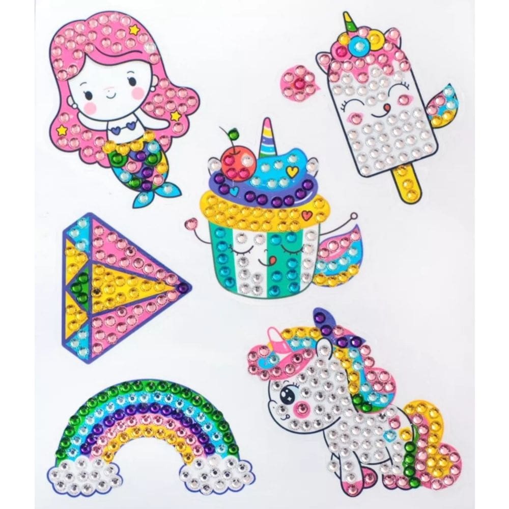Kit de adesivos de pintura de diamante Unicorn World com 6 lápis