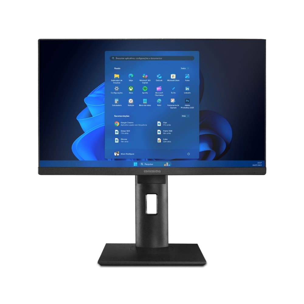 Computador All In One Concórdia Core i5 14400 8GB DDR5  SSD 256GB 23.8`` Full Hd  Webcam Wifi FreeDos Preto