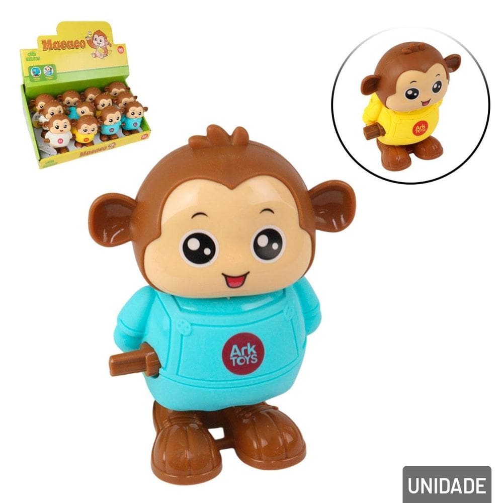 Macaco Fujão de Plástico á Corda 11x7,5cm Color - Tudo em Caixa