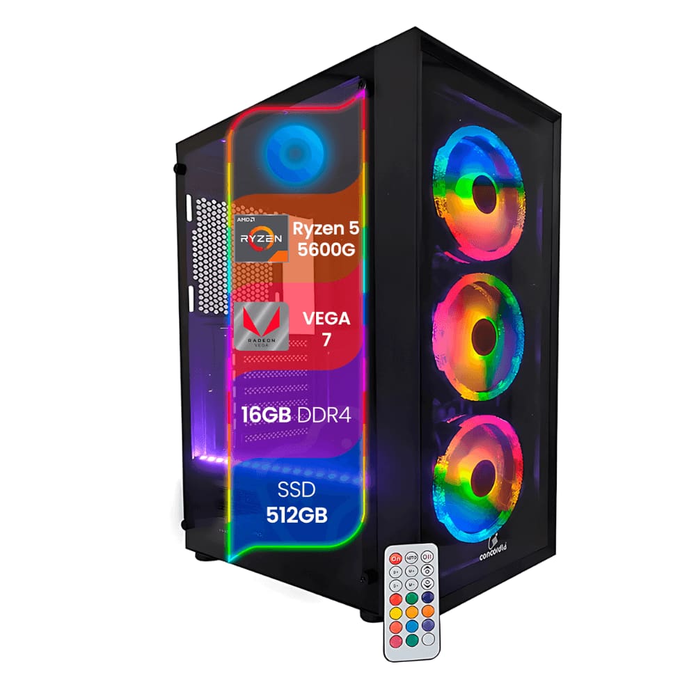 PC Gamer TOP Concórdia Processador Ryzen 5 5600G Memória 16GB SSD 512GB