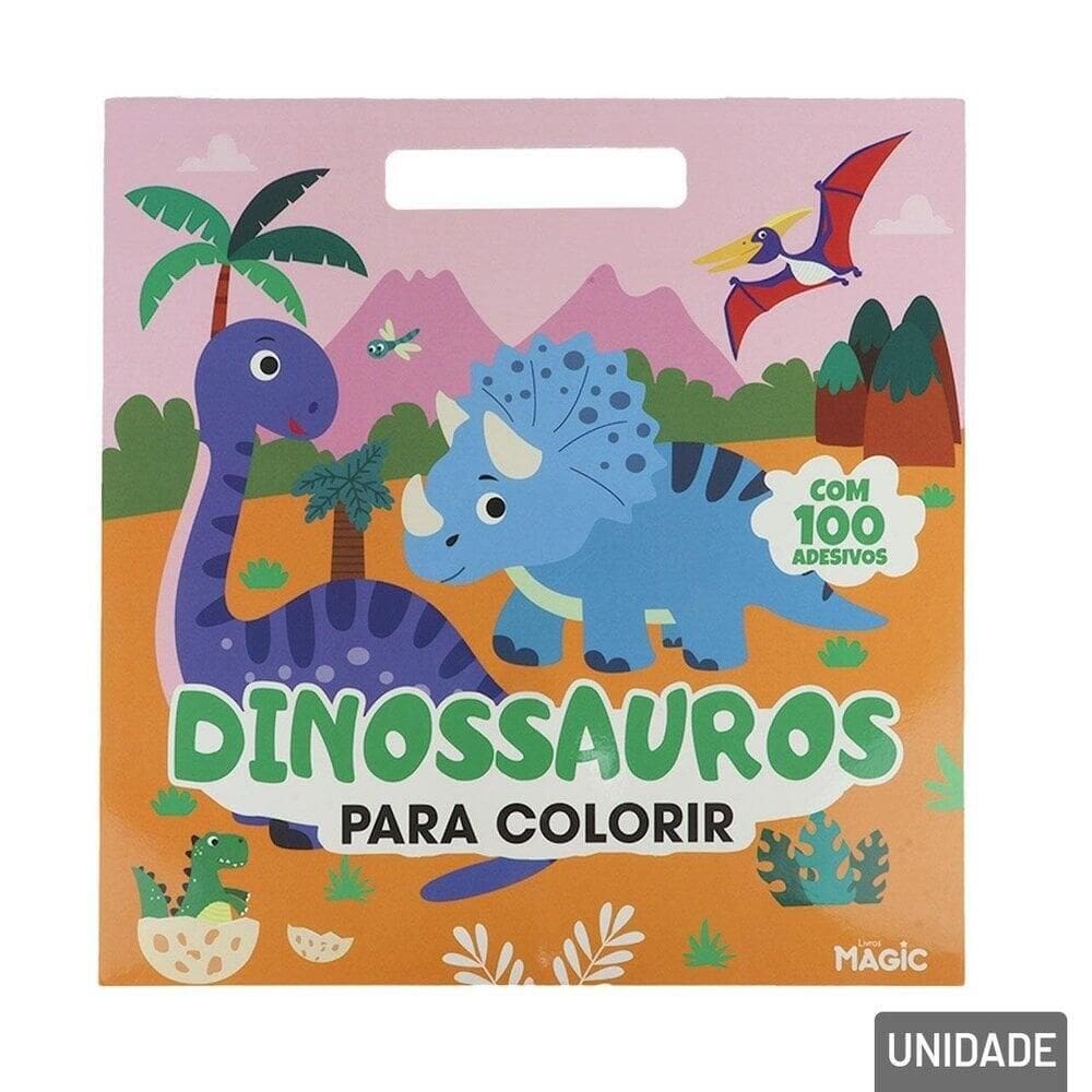 Livro de Colorir Adesivos Bloco Gigante Dinossauro - Tudo em Caixa