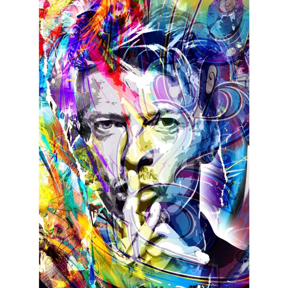 Pintura David Bowie 50x70 cm Impressão em tela com moldura de madeira