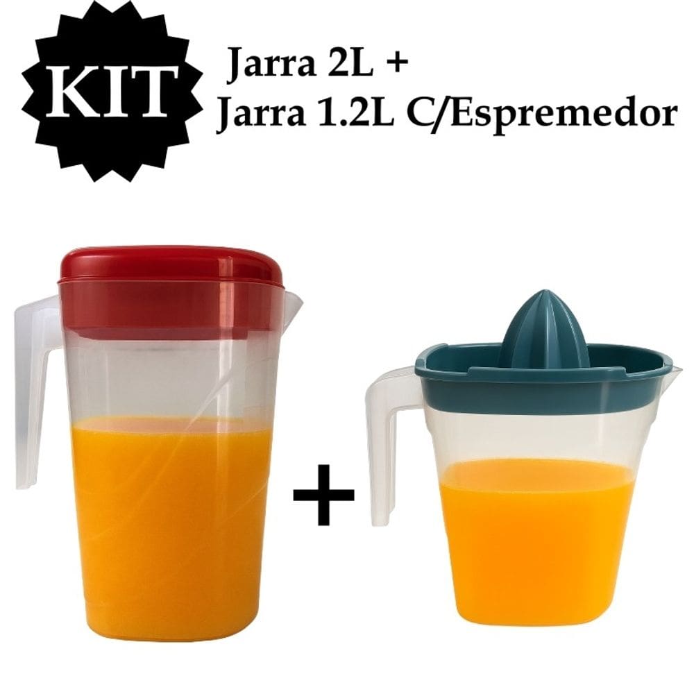 Kit Jarra 2L + Jarra com Espremedor 1,2 Litros Livre BPA