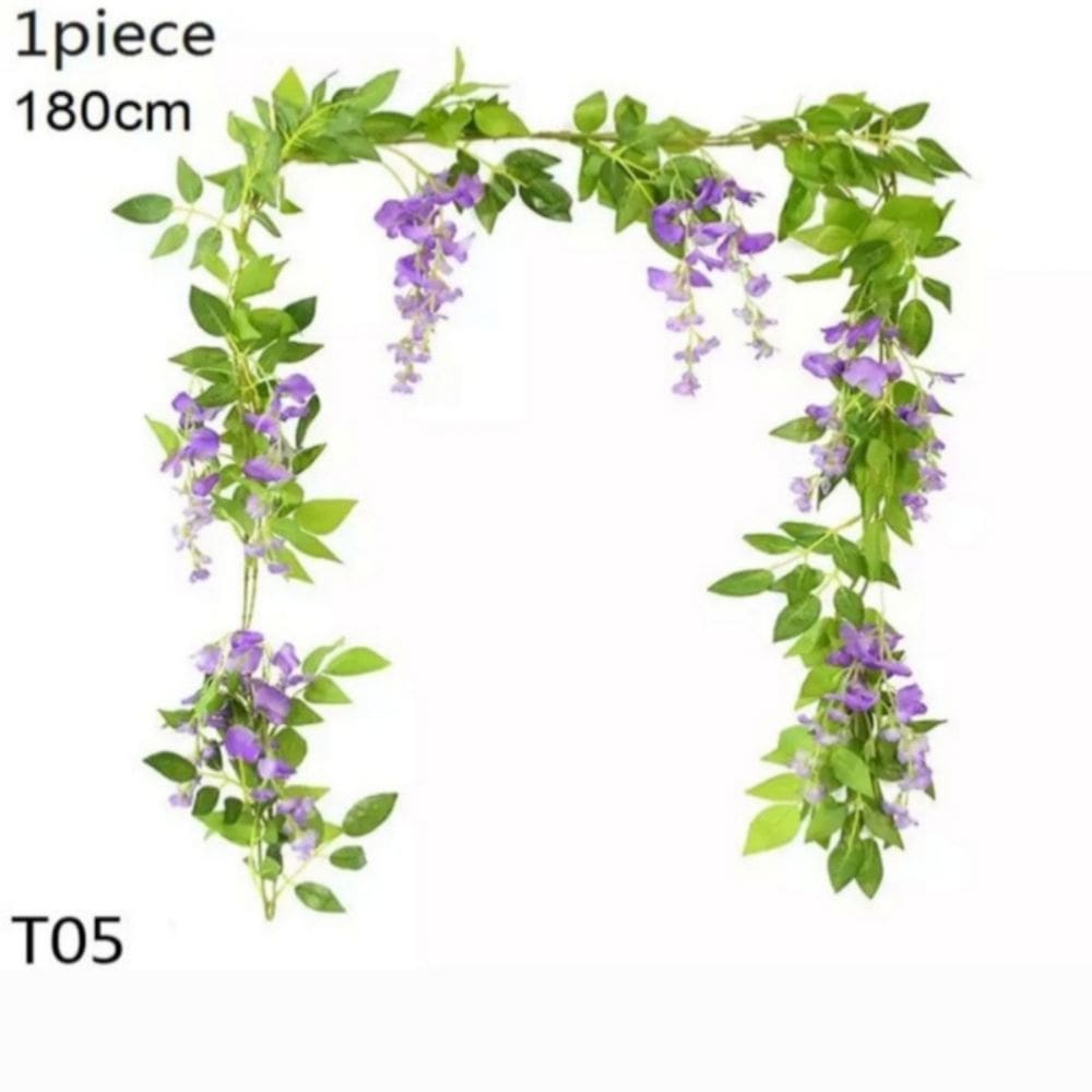 Decoração de flores trepadeiras com tiras de plantas artificiais