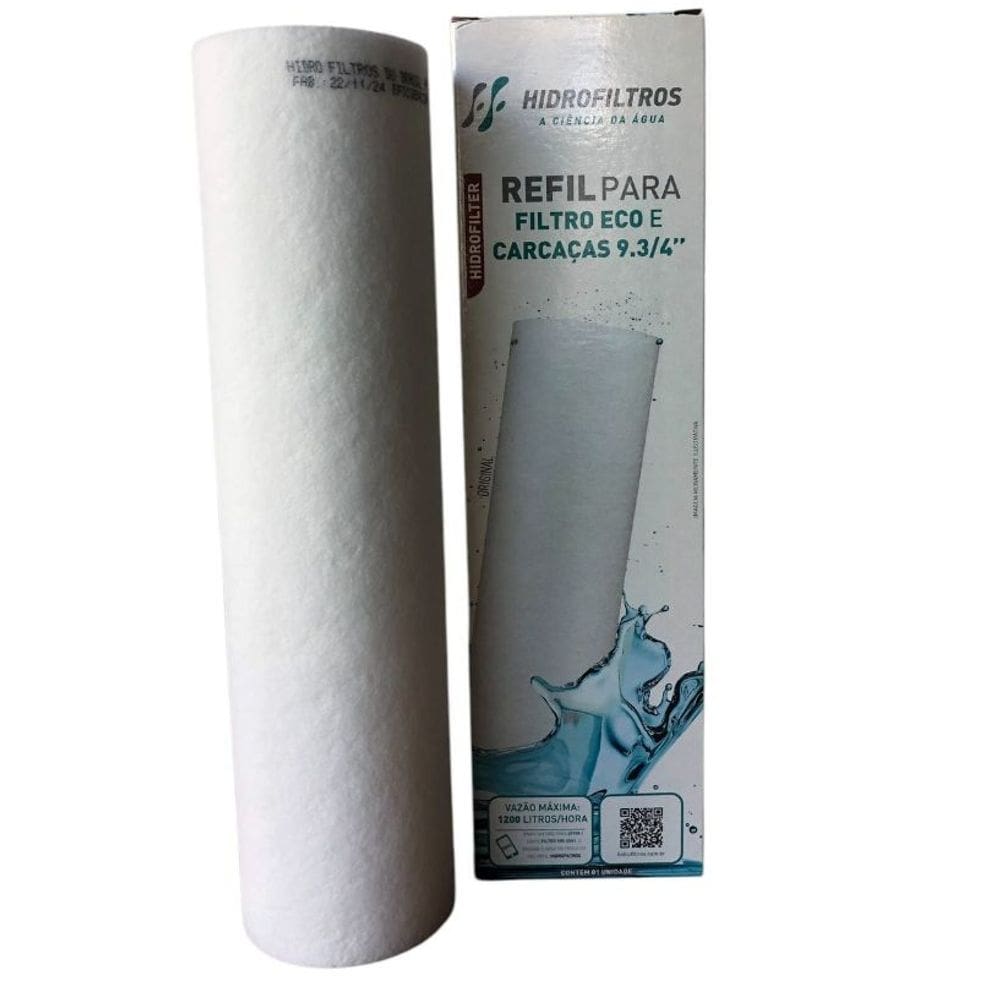 Refil de polipropileno para filtro cavalete, caixa d`água e pontos de uso 9 3/4”