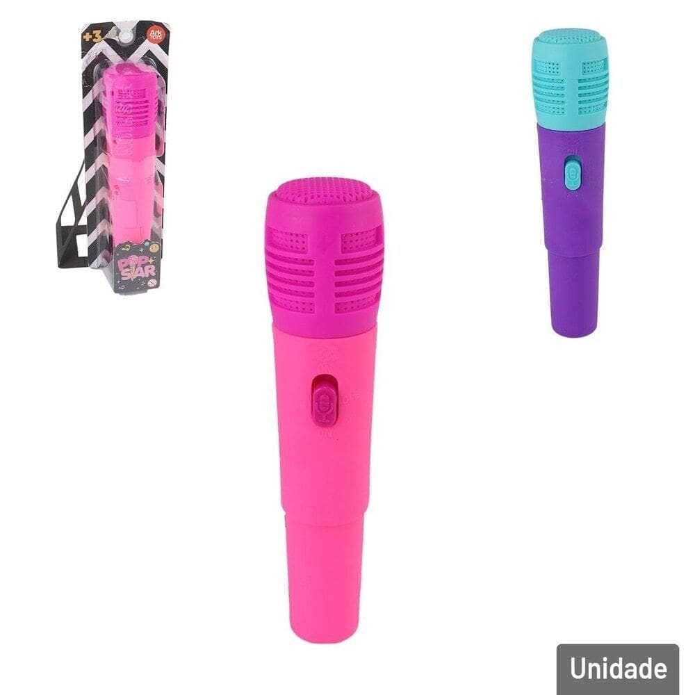 Microfone Musical Infantil POP Star LUZ SOM Color - Tudo em Caixa
