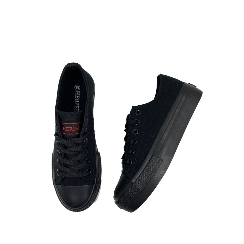 Slipper Canvas, plataforma preta, sola de 4 cm para mulheres