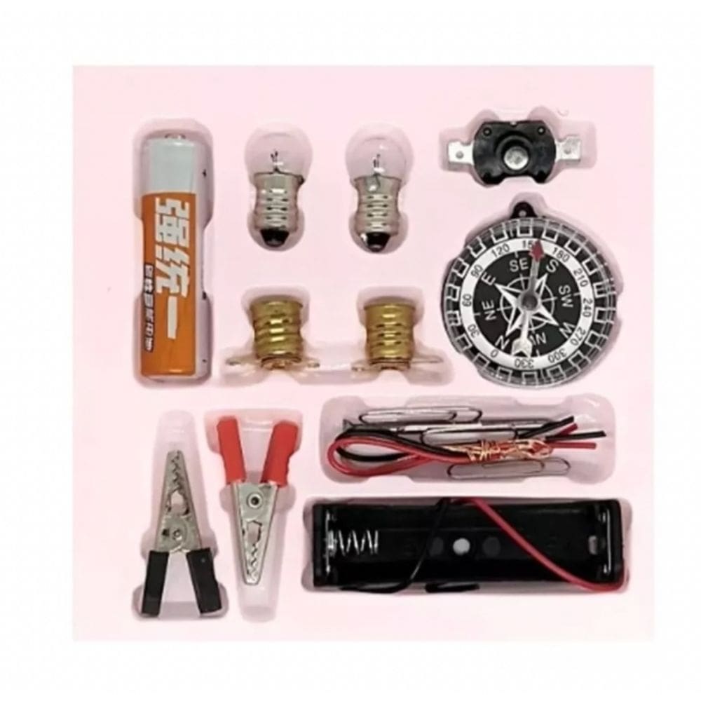 Kit de circuito elétrico escolar de 17 peças com bússola