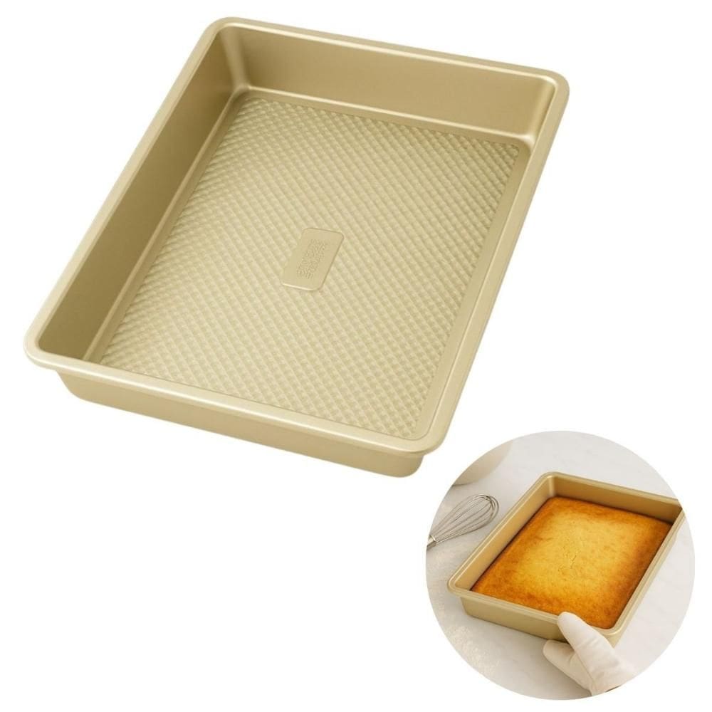 Assadeira Forma Retangular Antiaderente 35cm Dourada Carne