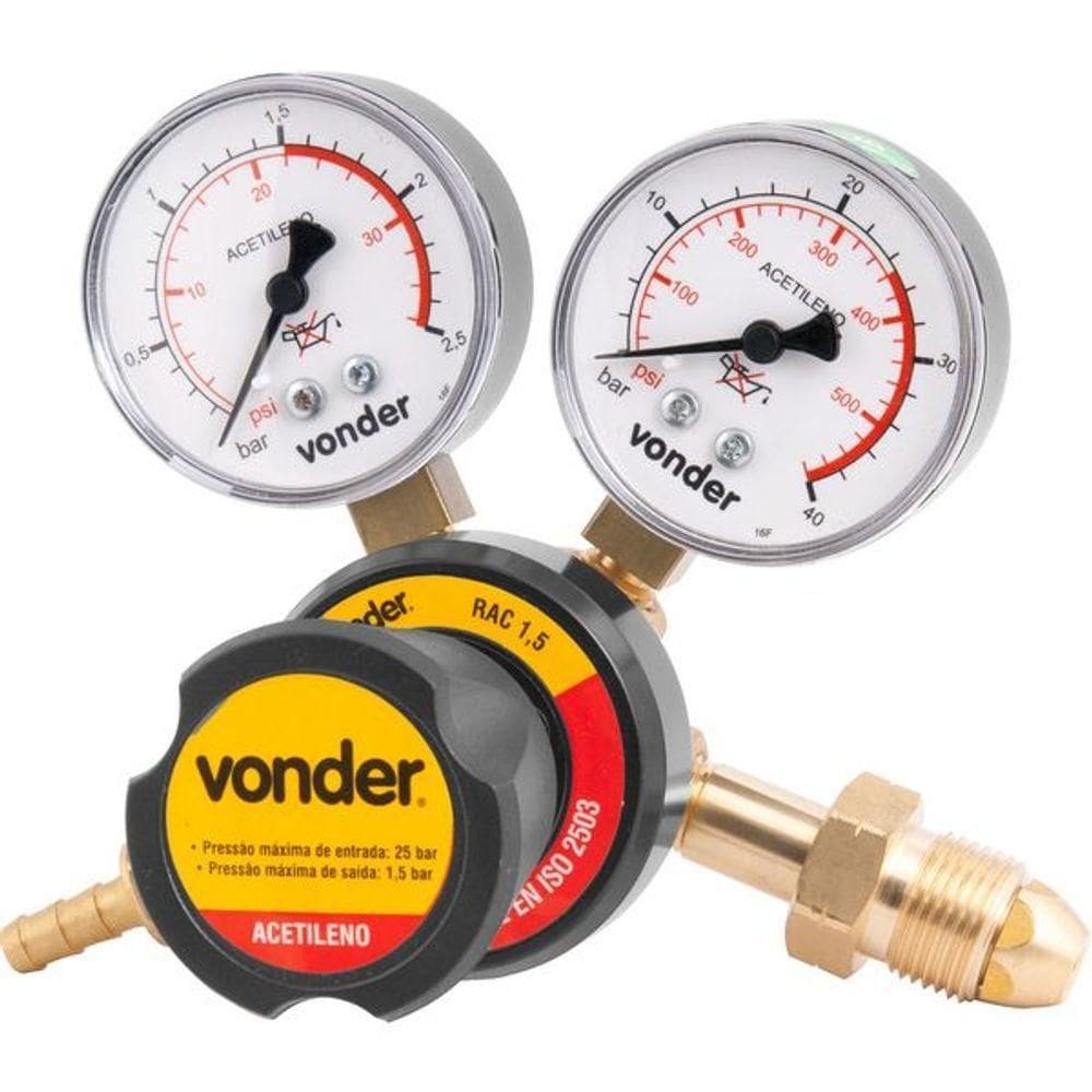 Regulador De Pressão Acetileno Rac1,5 - Vonder