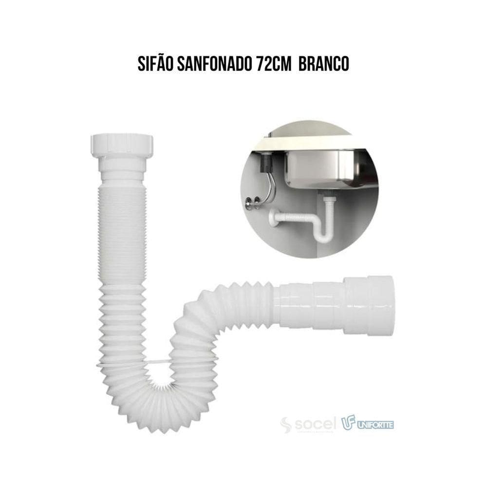 Sifão Sanfonado 72 Cm Branco - Unifortte - Socel