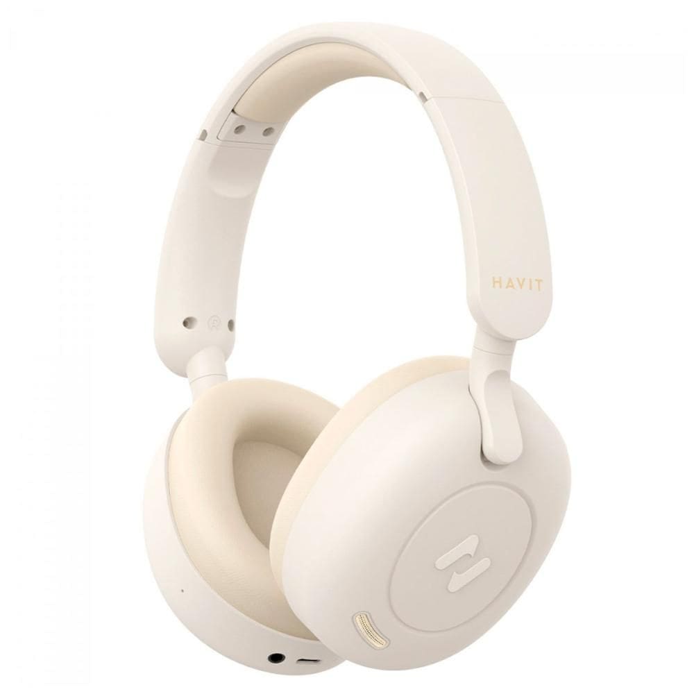 Fone de Ouvido Bluetooth Havit H655BR - 76h Bateria - Cancelamento de Ruído - Modo De Jogo - Bege