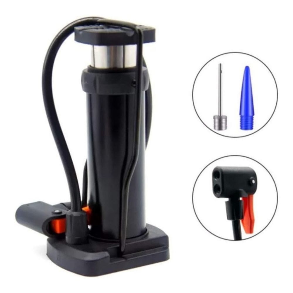 Bomba infladora com pé para bolas de moto de bicicleta