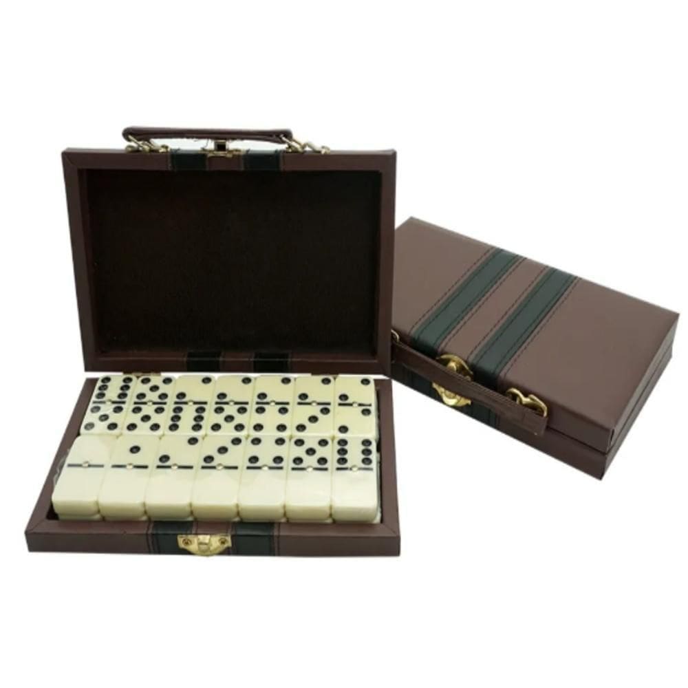 Dominó Profissional 28 Peças Osso Com Maleta Luxo Jogo Profissional Estojo Caixa Completo