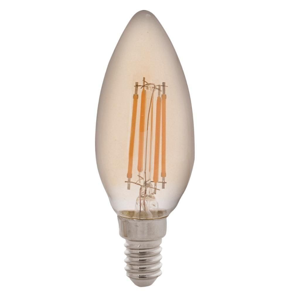 Lâmpada Led De Filamento Vela Tramontina C35 Base E14 4 W 2200 K Luz Amarela âmbar