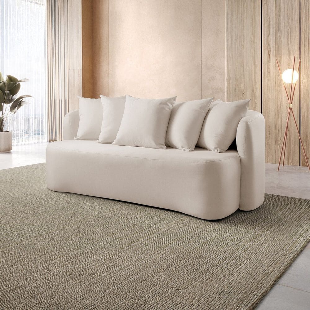 Sofá Curvo Orgânico 3 Lugares Orion Bege
