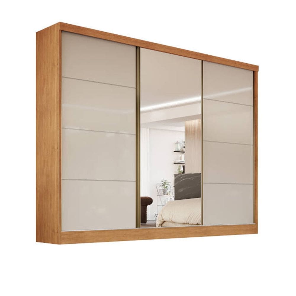 Guarda-Roupa 3 Portas Espelho 6 Gav Bergamo-Nature Bianchi