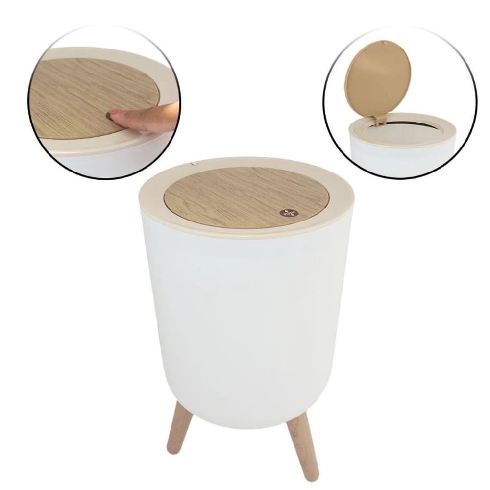 Lixeira Resistente Branca De 8Litros Para Cozinha e Banheiro