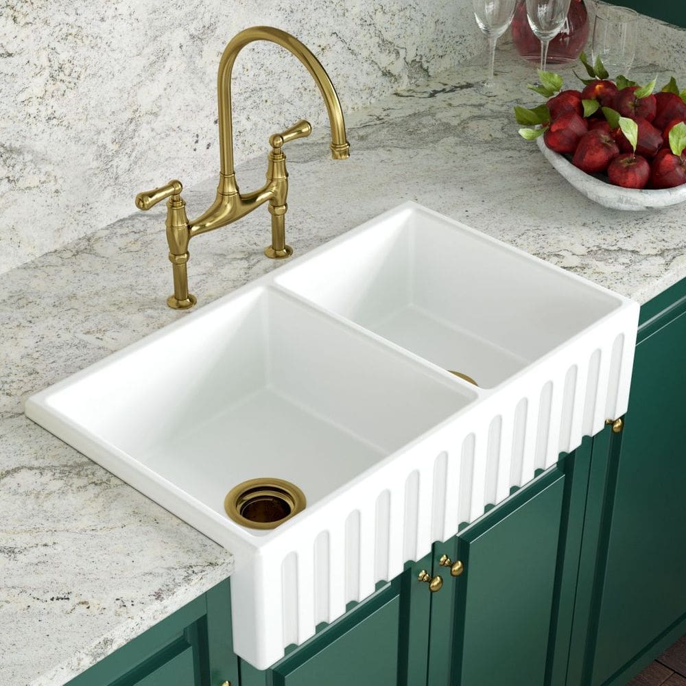 Cuba Cozinha Farm Sink Dupla Romana 77 Cm Estilo Fazenda Avental