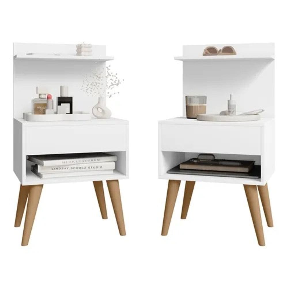 Kit com 02 unidades Mesa de Cabeceira KOSOVO BRANCO