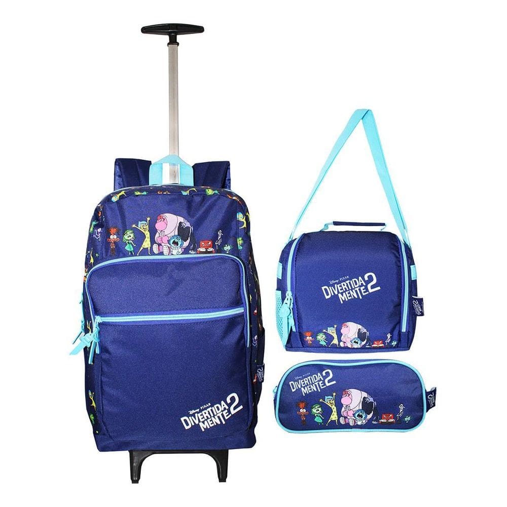 Kit Mochila Divertidamente Rodinhas Infantil Escolar Lanch