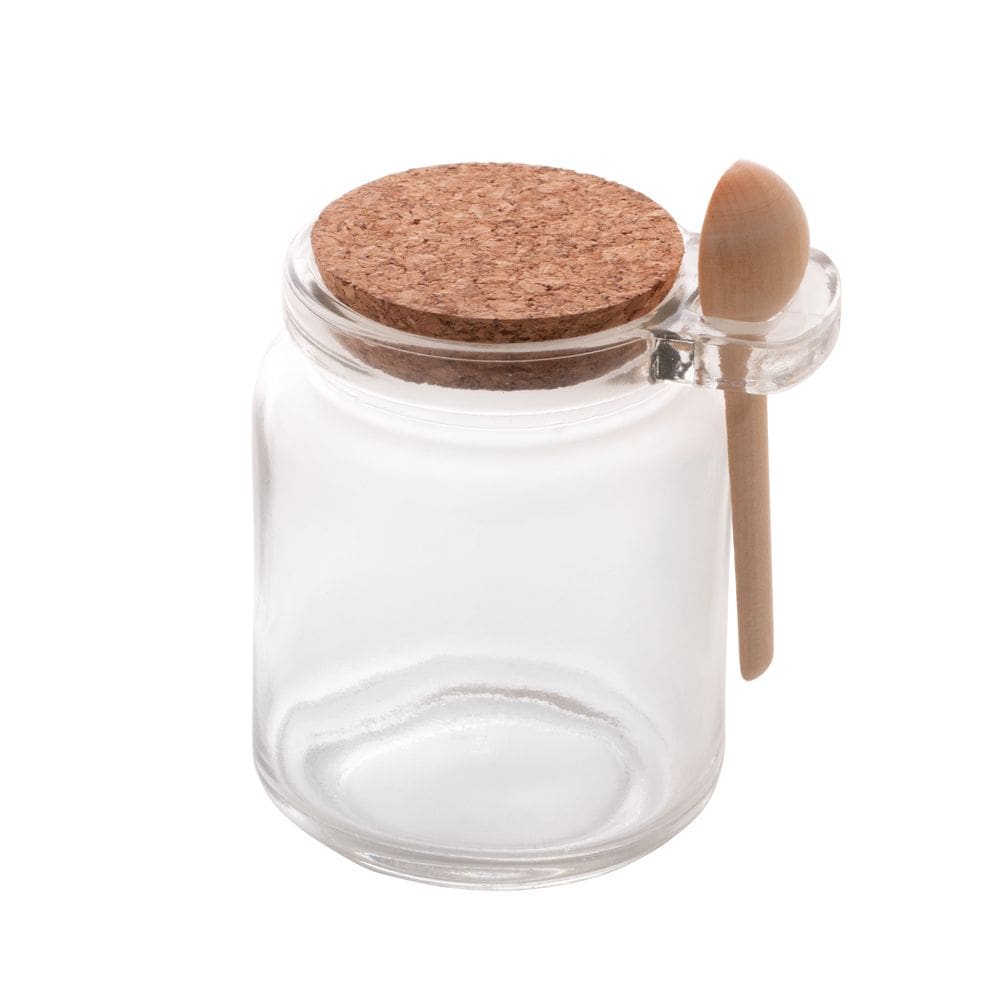 Pote com Colher de Bambu e Tampa de Cortiça 240ml Vidro - Ly