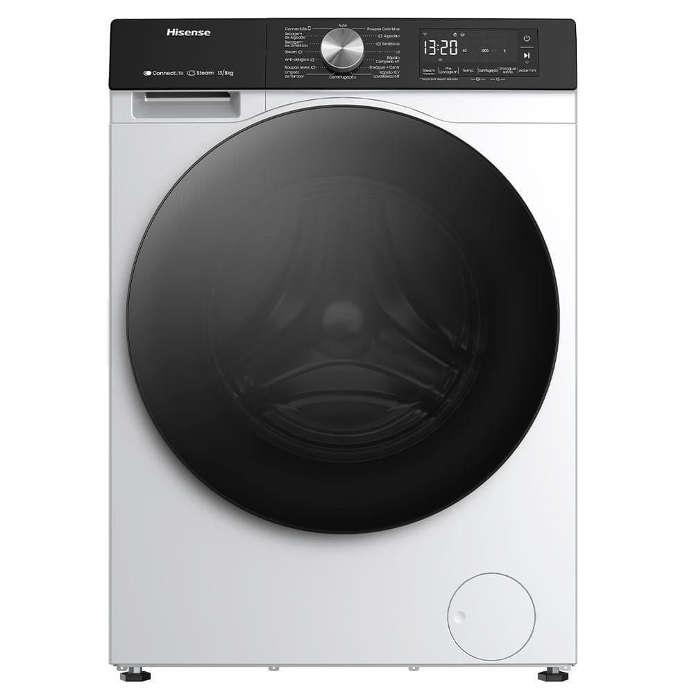 Lava e Seca 13kg Hisense Branca com 13 Programas de Lavagem Steam Wi-fi WD3S13 Branco 220V