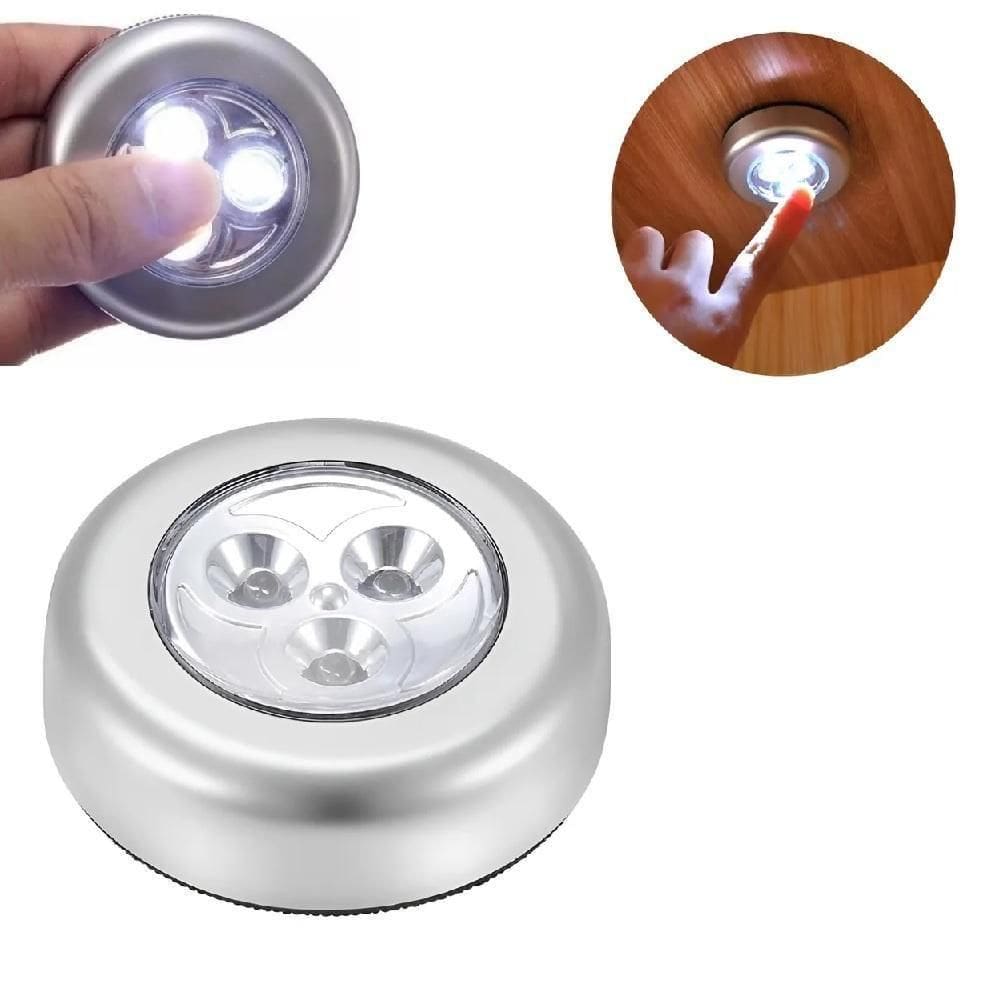 Luminária Toque 3 Leds Abajur Sem Fio Bancada Closet Guarda Roupa Luz Leitura Quarto Bebê Touch Super Potente Com Adesivo