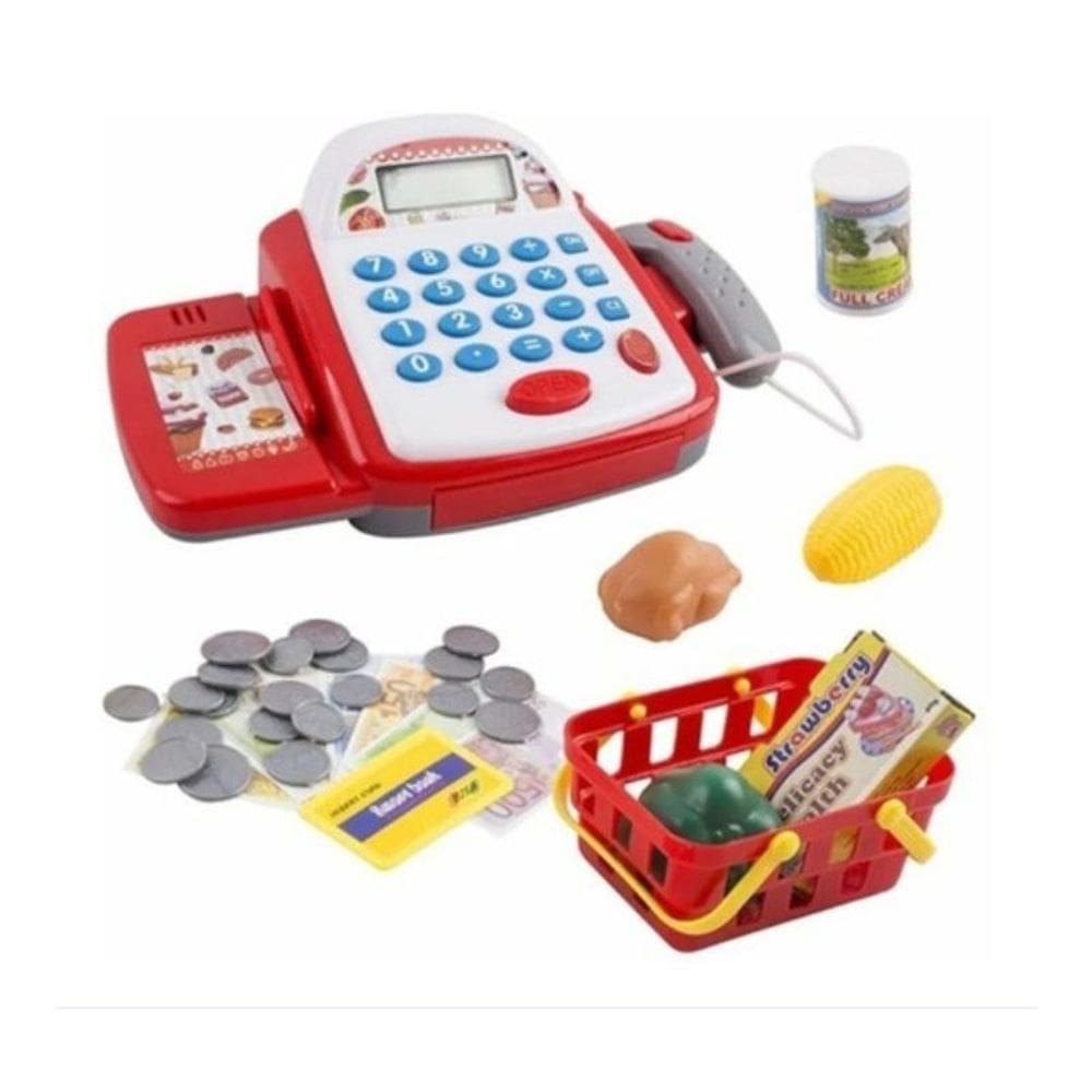 Caixa registradora de brinquedos para crianças com acessórios e som