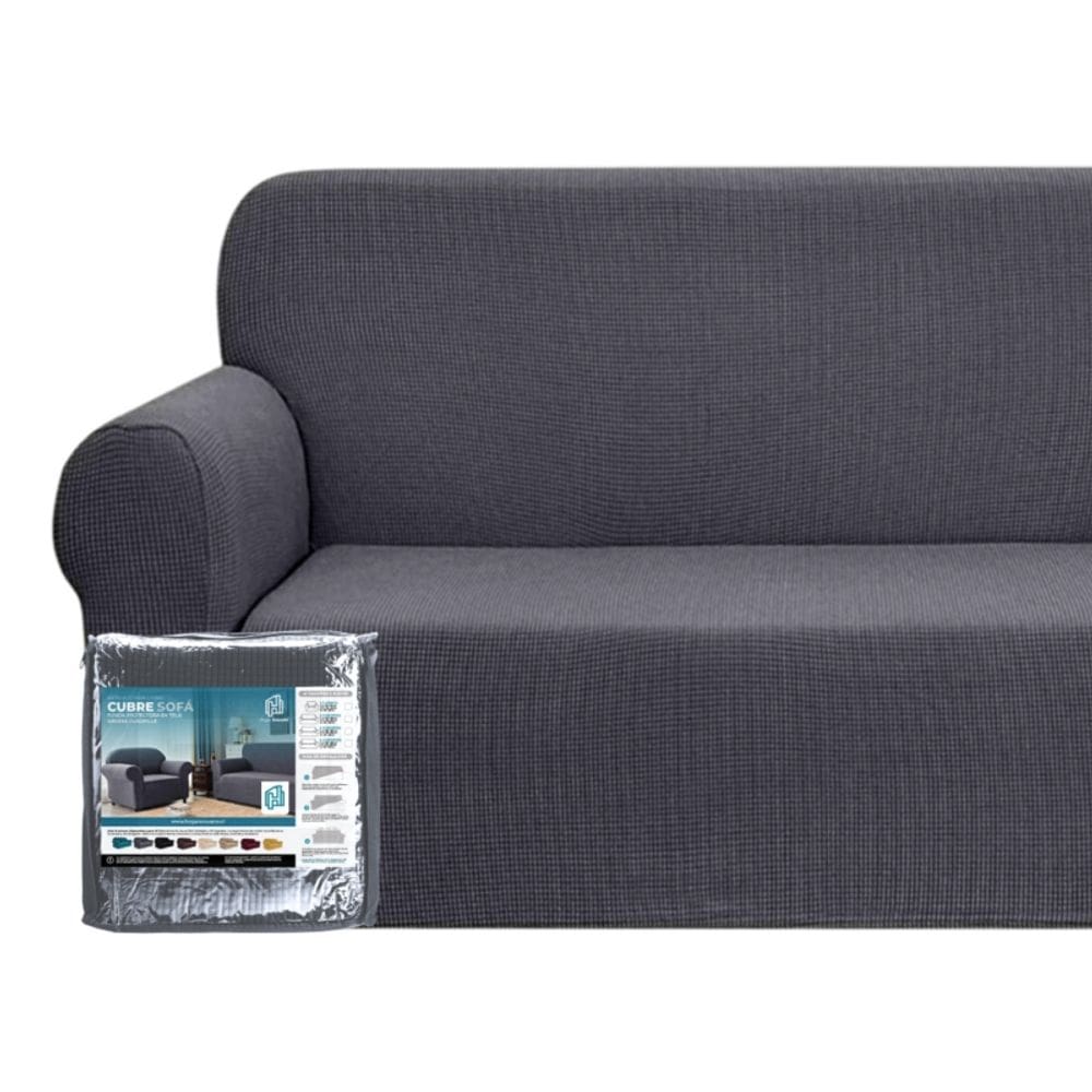 Capa de sofá protetora de 4 lugares em poliéster/elastano cinza