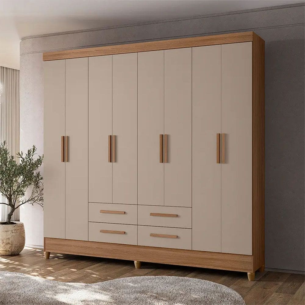 Guarda-Roupa Casal 8 Portas Bater 4 Gavetas Florida Moval Roupeiro