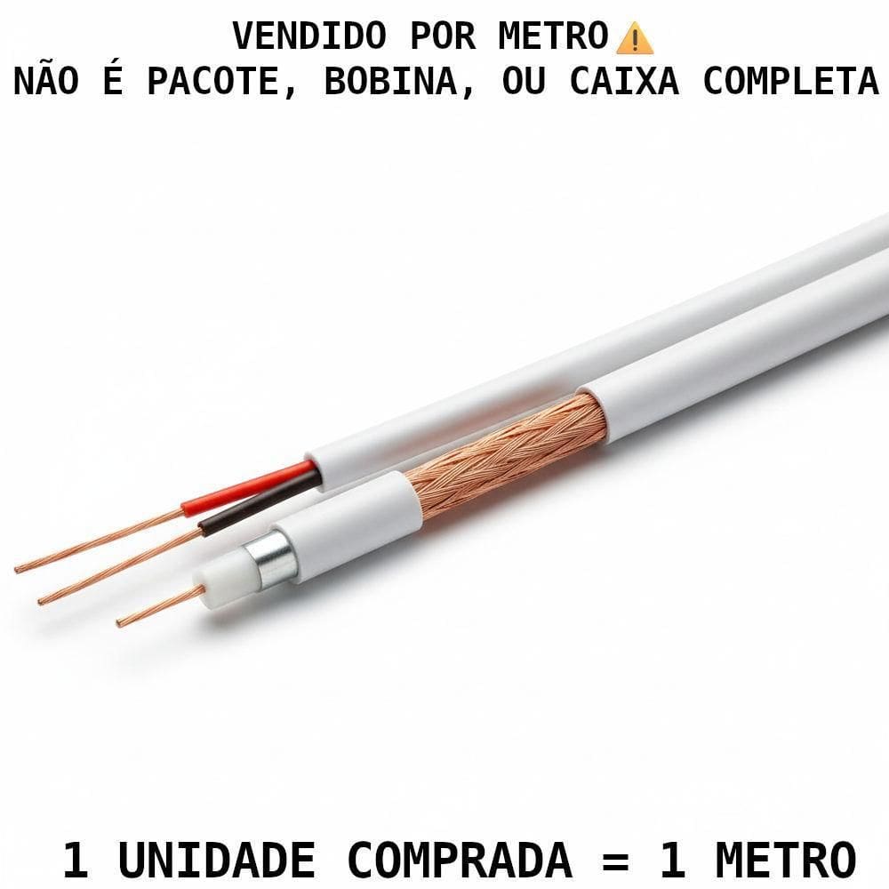 Cabo Coaxial 4Mm Diproseg 2X26Awg Branco, Venda Por Metro