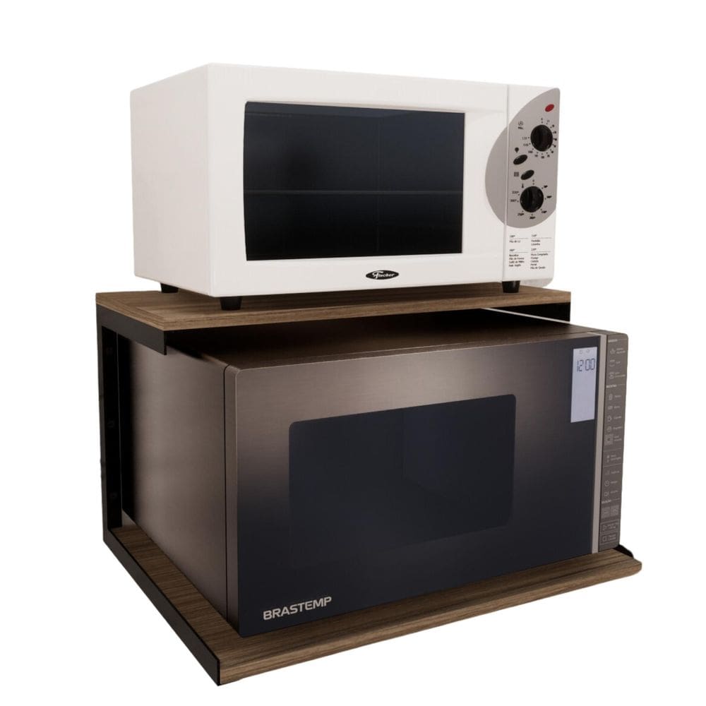 Prateleira Nicho Forno Eletrico Microondas Dupla 60Cm Preto
