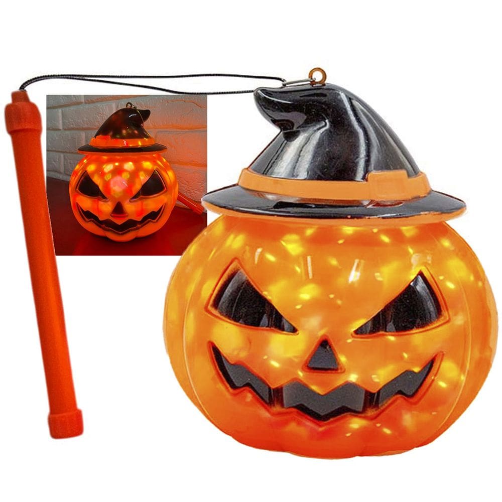 Lanterna Cabeça de Abobora Halloween LED Luz Sensor Barulho Voz Festa Tematica Decoraçao Casa Assombrada Susto Terror