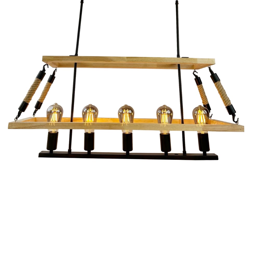 Pendente Rústico Caixote 65cm 5E27 LA0054 Delis