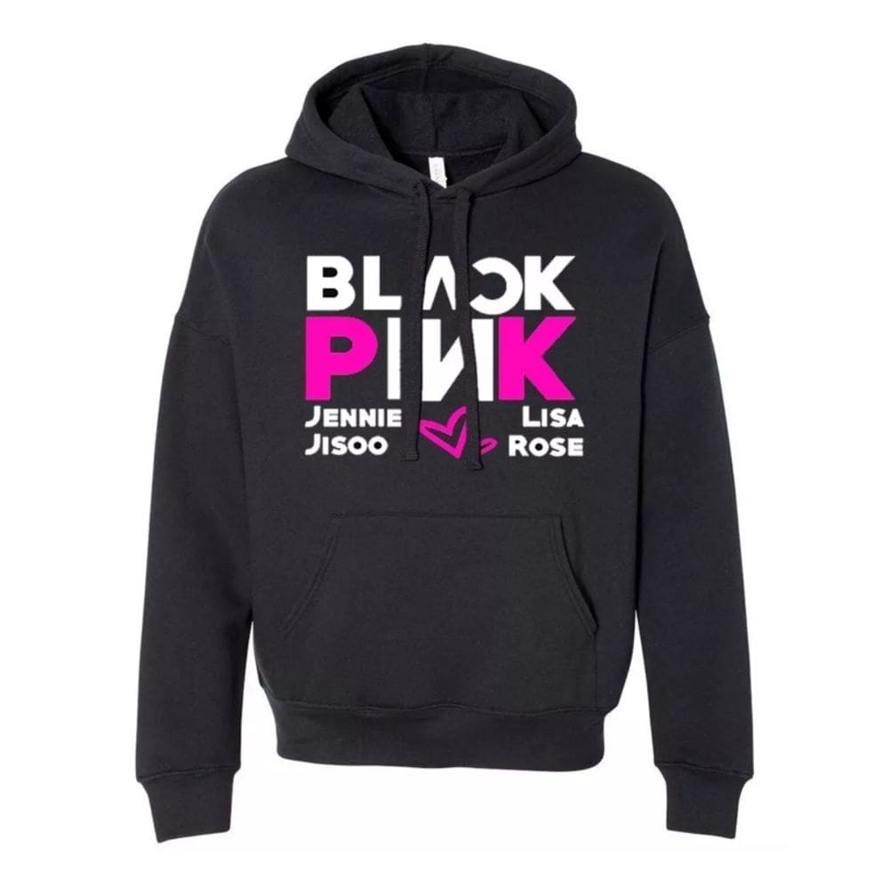 Moletom preto rosa coreano de algodão K-pop para mulheres