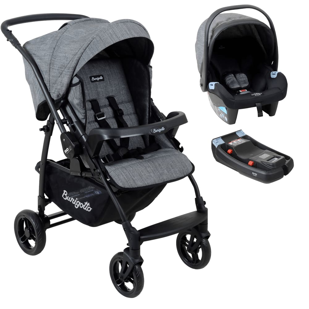 Carrinho de Bebê Burigotto Travel Rio K 22 Base Mesclado Preto