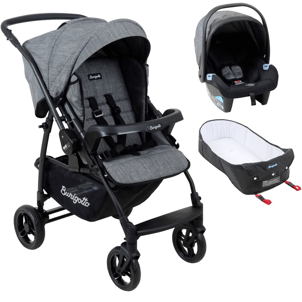 Carrinho de Bebê Burigotto Travel Rio K 22 Ninho Mesclado Preto