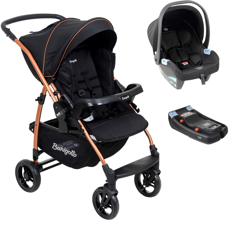 Carrinho de Bebê Burigotto Travel System Rio K 22 Base Preto Cobre