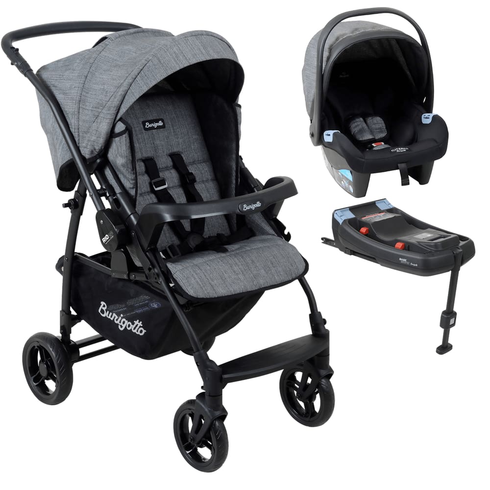 Carrinho de Bebê Burigotto Travel Rio K 22 Base ISO Mesclado Preto