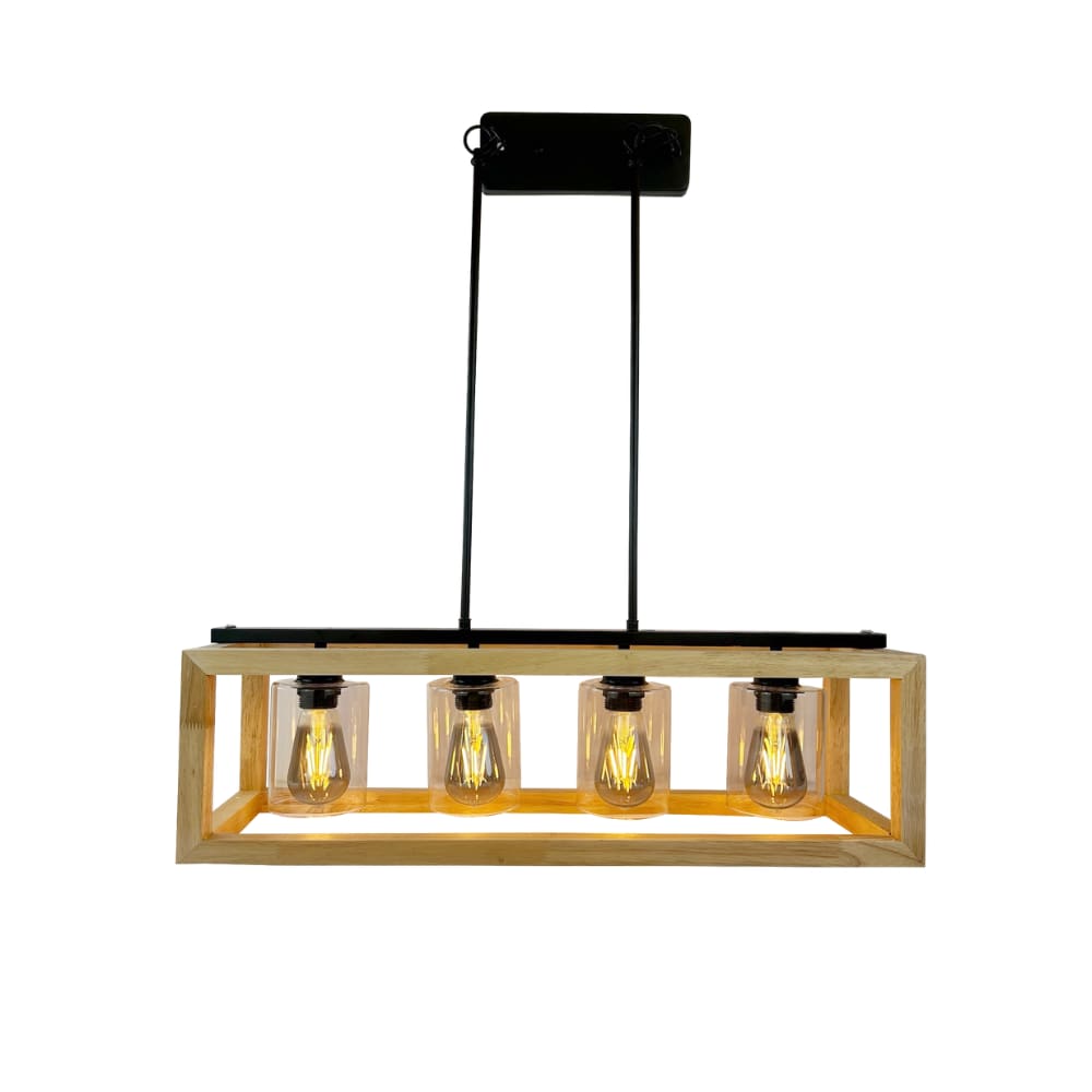 Pendente Rústico Caixote em Madeira 70cm 4E27 LA0058 Delis