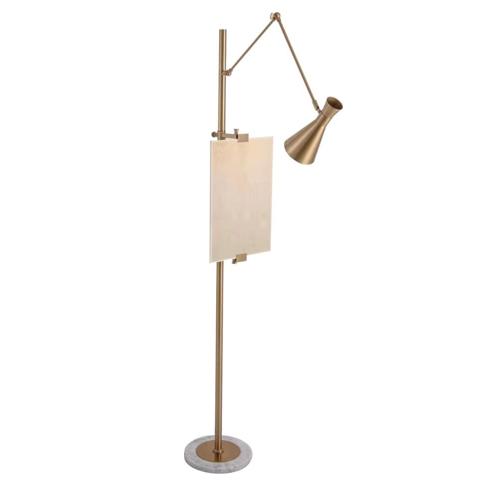 Luminária Abajur de Chão Quadro Dourado 170cm 1E14 DS8231 Delis