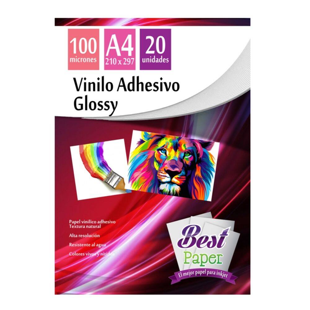 Papel fotográfico adesivo de vinil A4 128g - 20 folhas