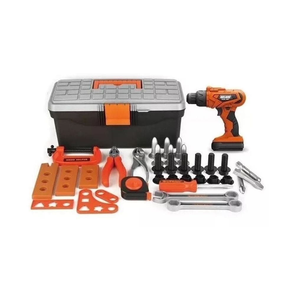 Toy Box Tools 35 peças com chave de fenda alimentada por bateria