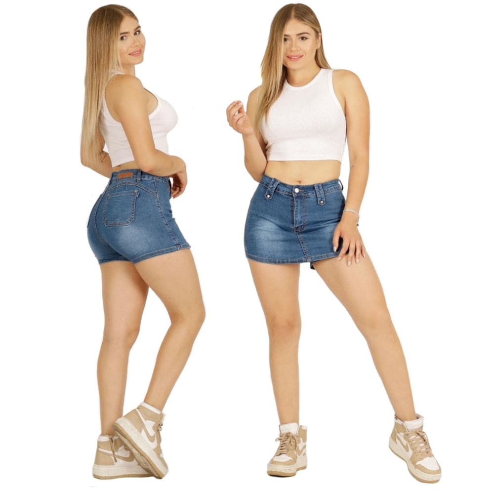 Saia, jeans curtos, qualidade premium, push-up, cintura alta
